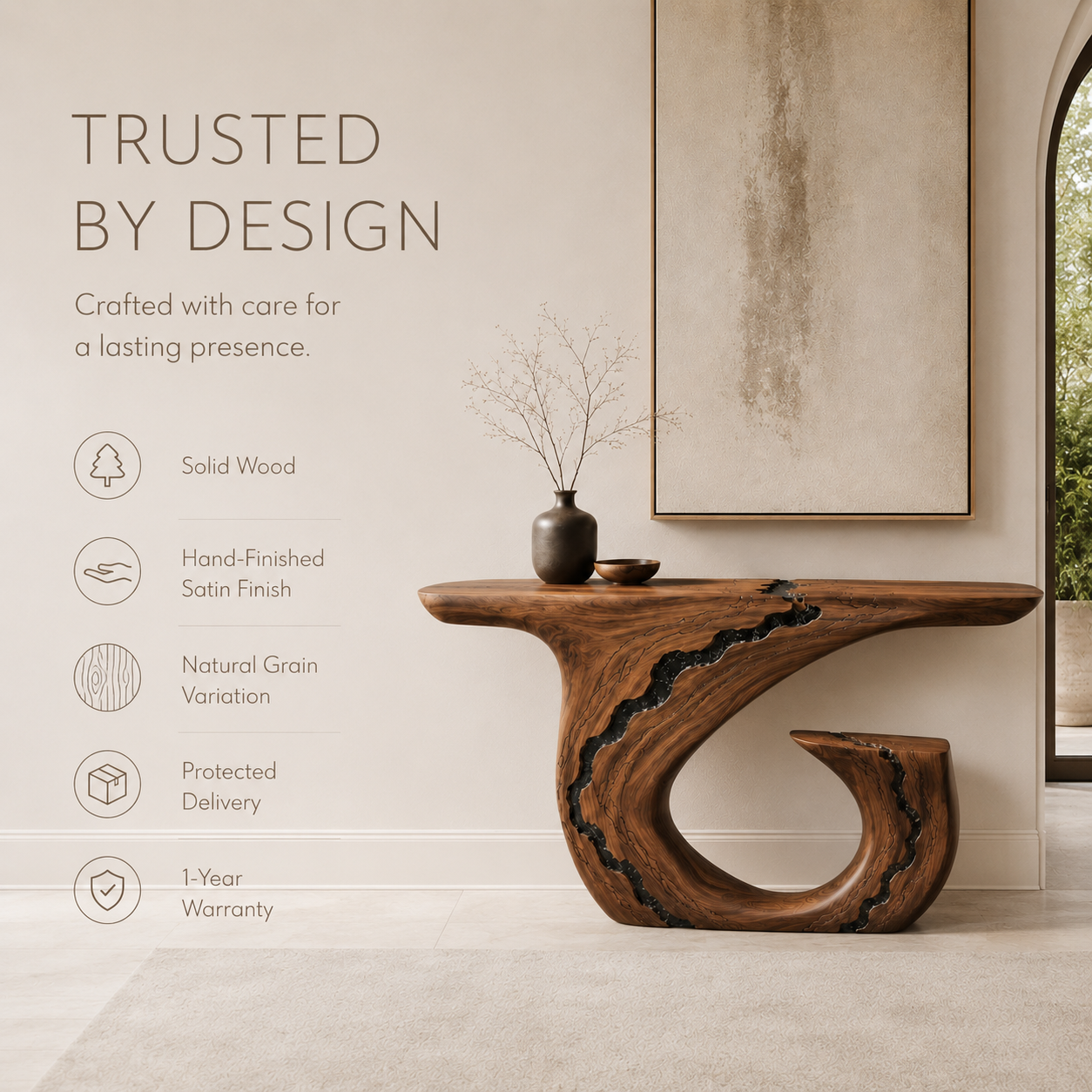 Brielle Sculpted Hall Console Table - Design 242 - product image 09