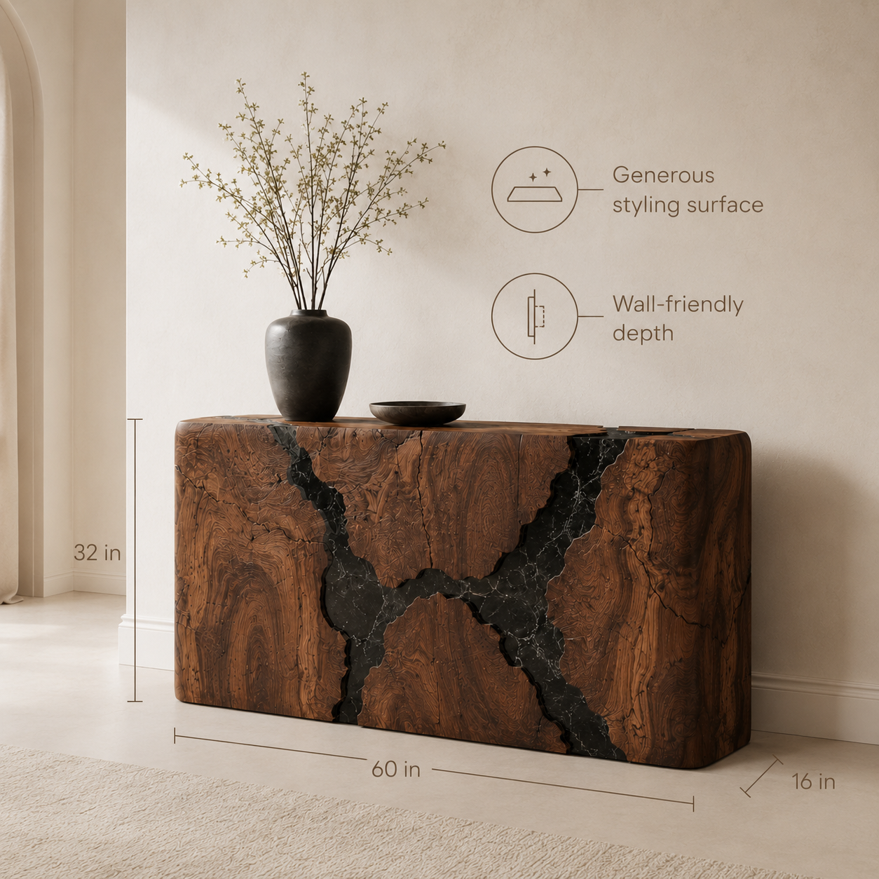 Selene Rounded Foyer Console Table - Design 244 - product image 08