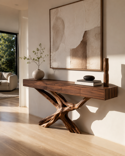 Alden Curved Wood Console Table - Design 322 - main view