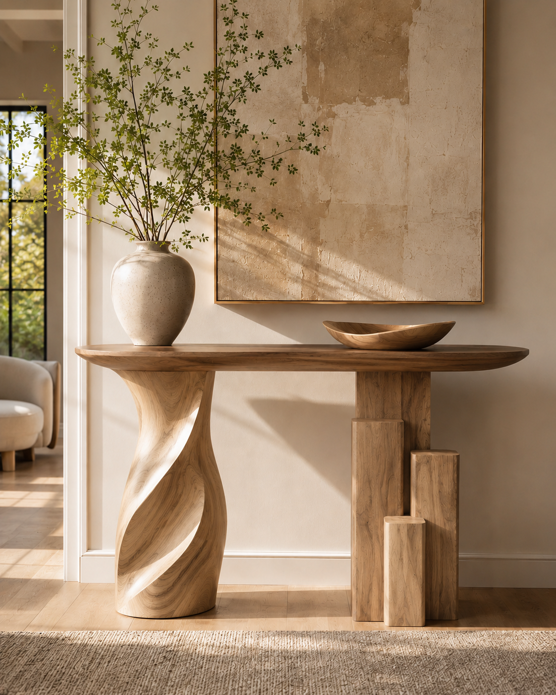 Alden Curved Wood Console Table - Design 342 - main view