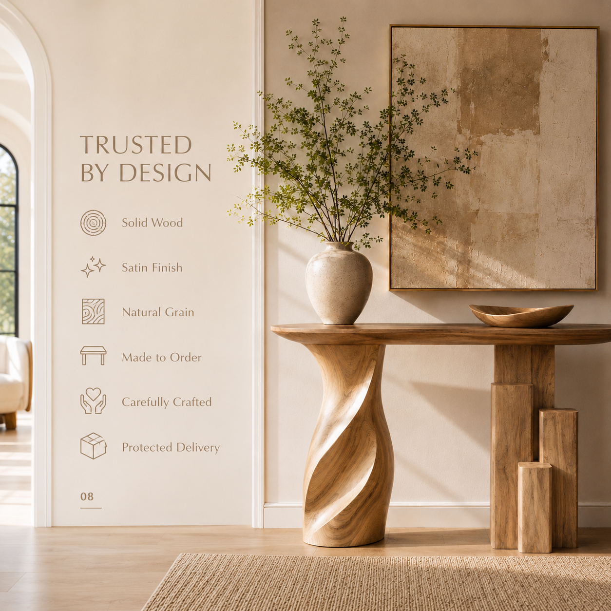 Alden Curved Wood Console Table - Design 342 - product image 10