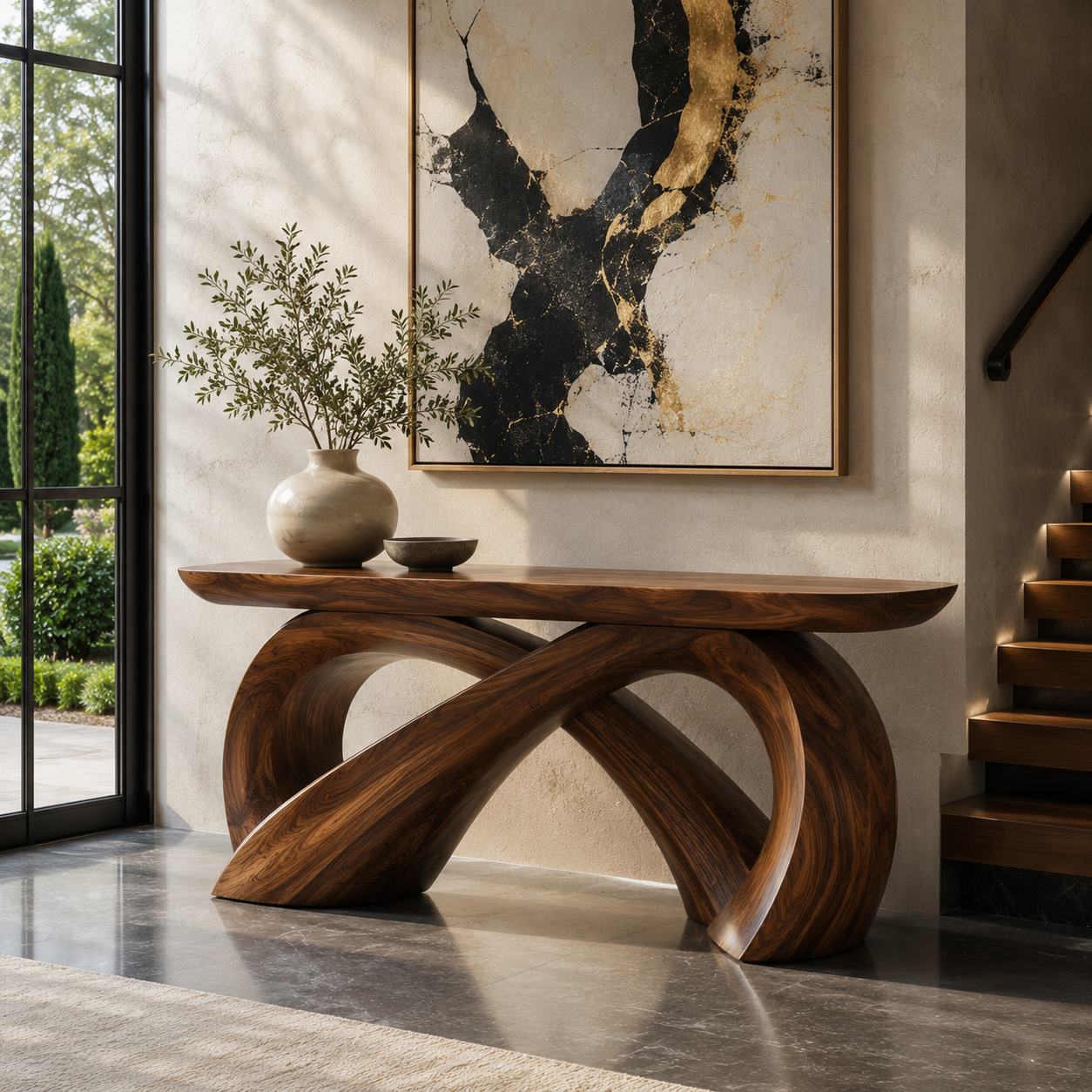 Alden Curved Wood Console Table - Design 362 - main view