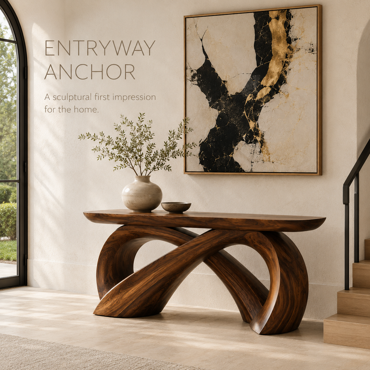 Alden Curved Wood Console Table - Design 362 - product image 02