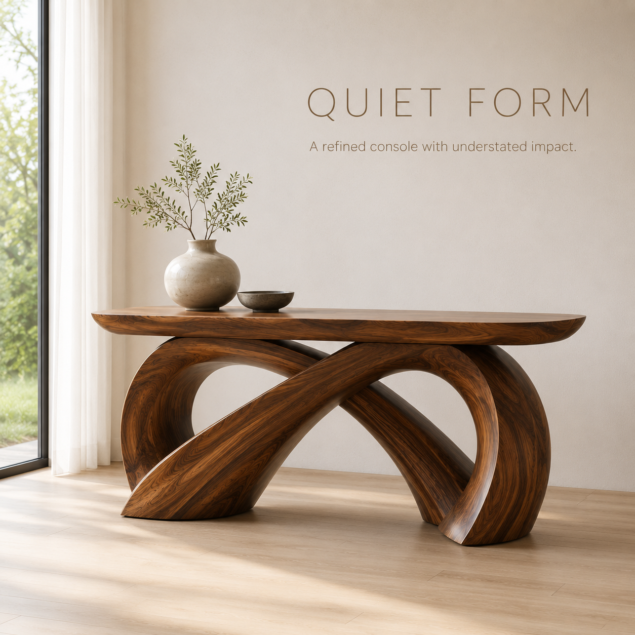 Alden Curved Wood Console Table - Design 362 - product image 03