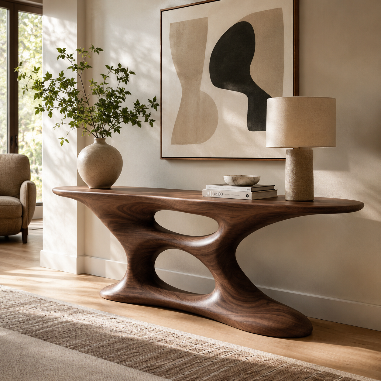 Alden Curved Wood Console Table - Design 383 - main view