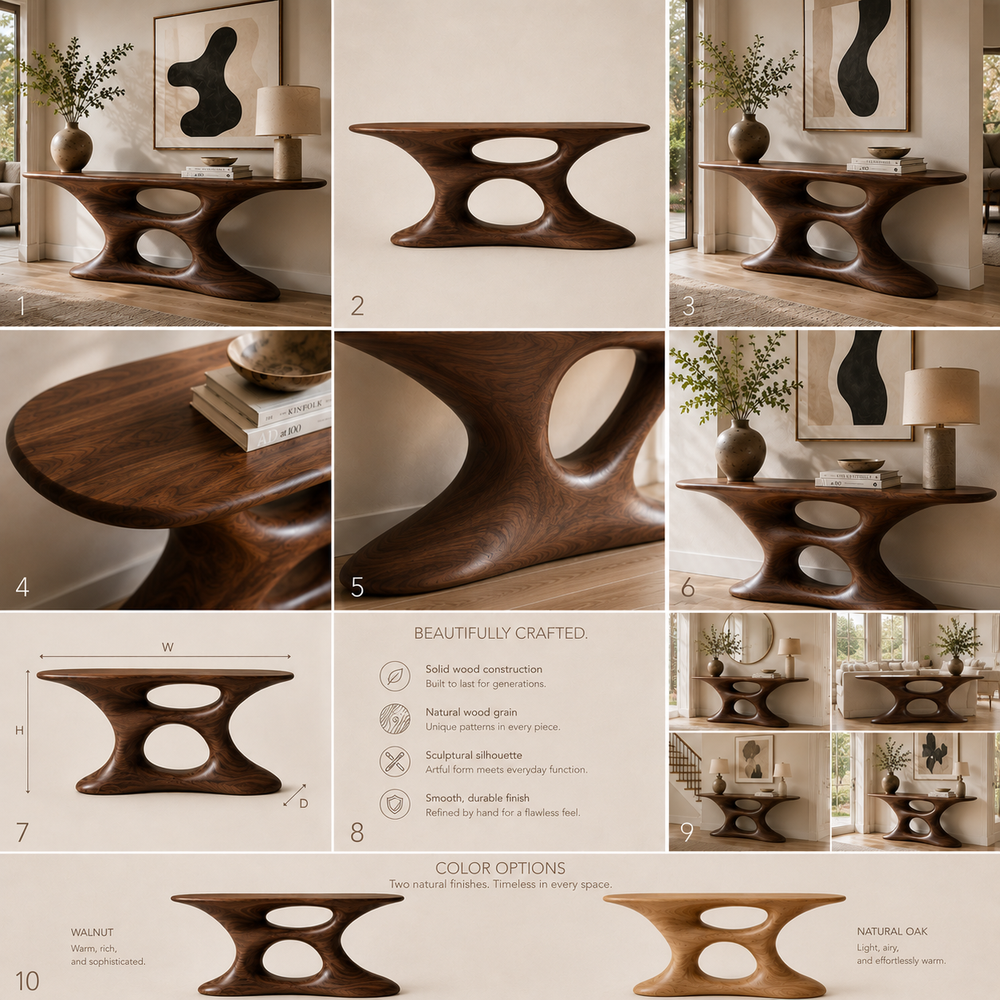 Alden Curved Wood Console Table - Design 383 - product image 02
