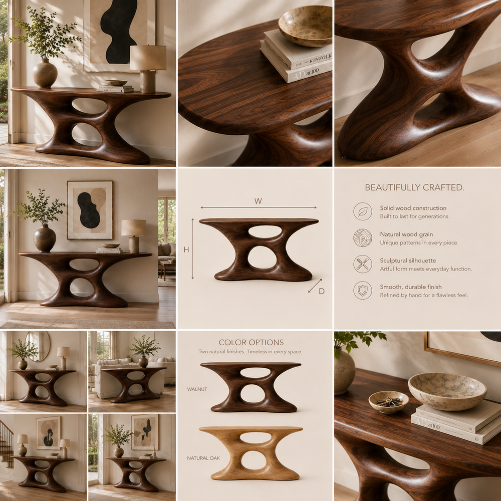 Alden Curved Wood Console Table - Design 383 - product image 03