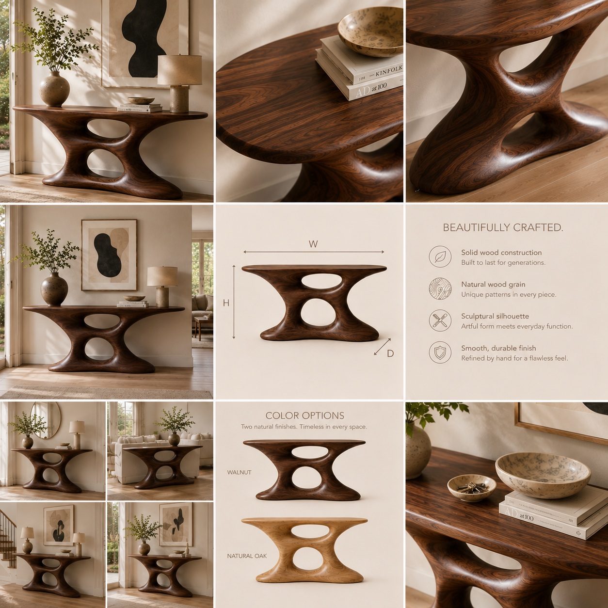 Alden Curved Wood Console Table - Design 383 - product image 03