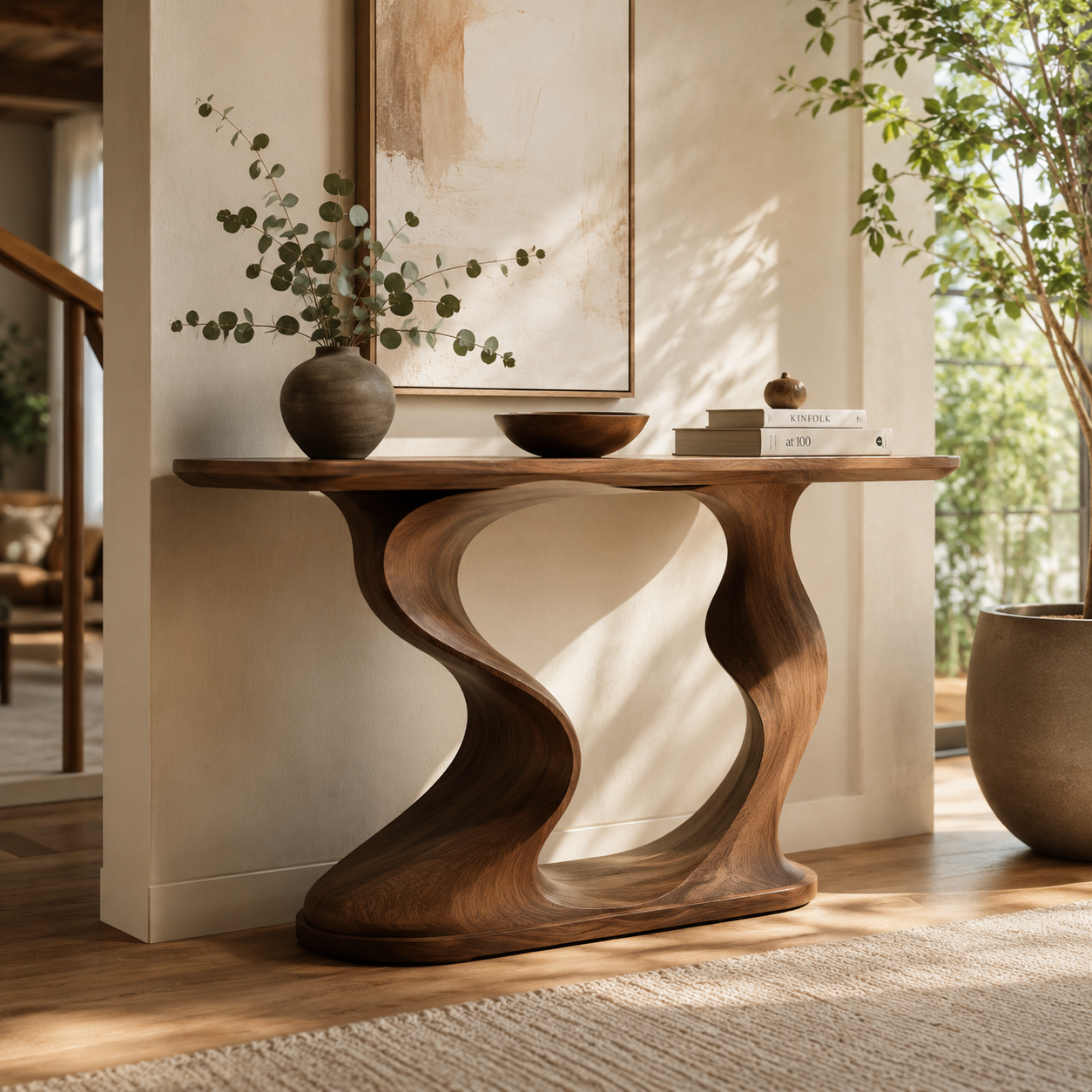 Alden Curved Wood Console Table - Design 403 - main view