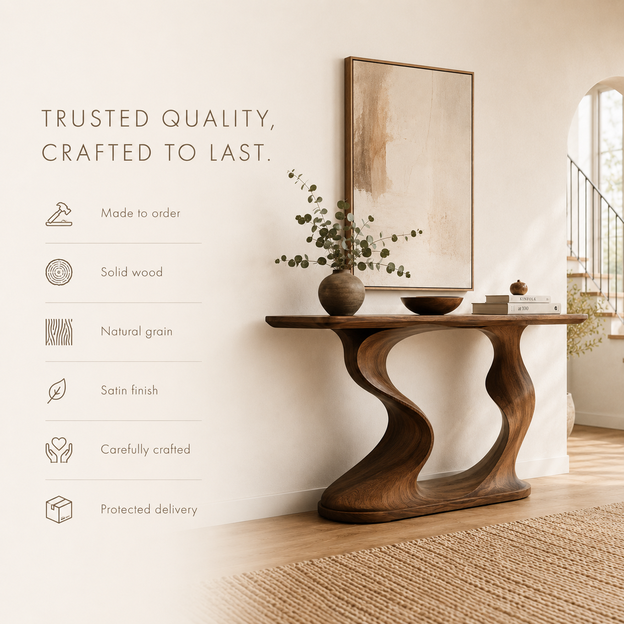 Alden Curved Wood Console Table - Design 403 - product image 09