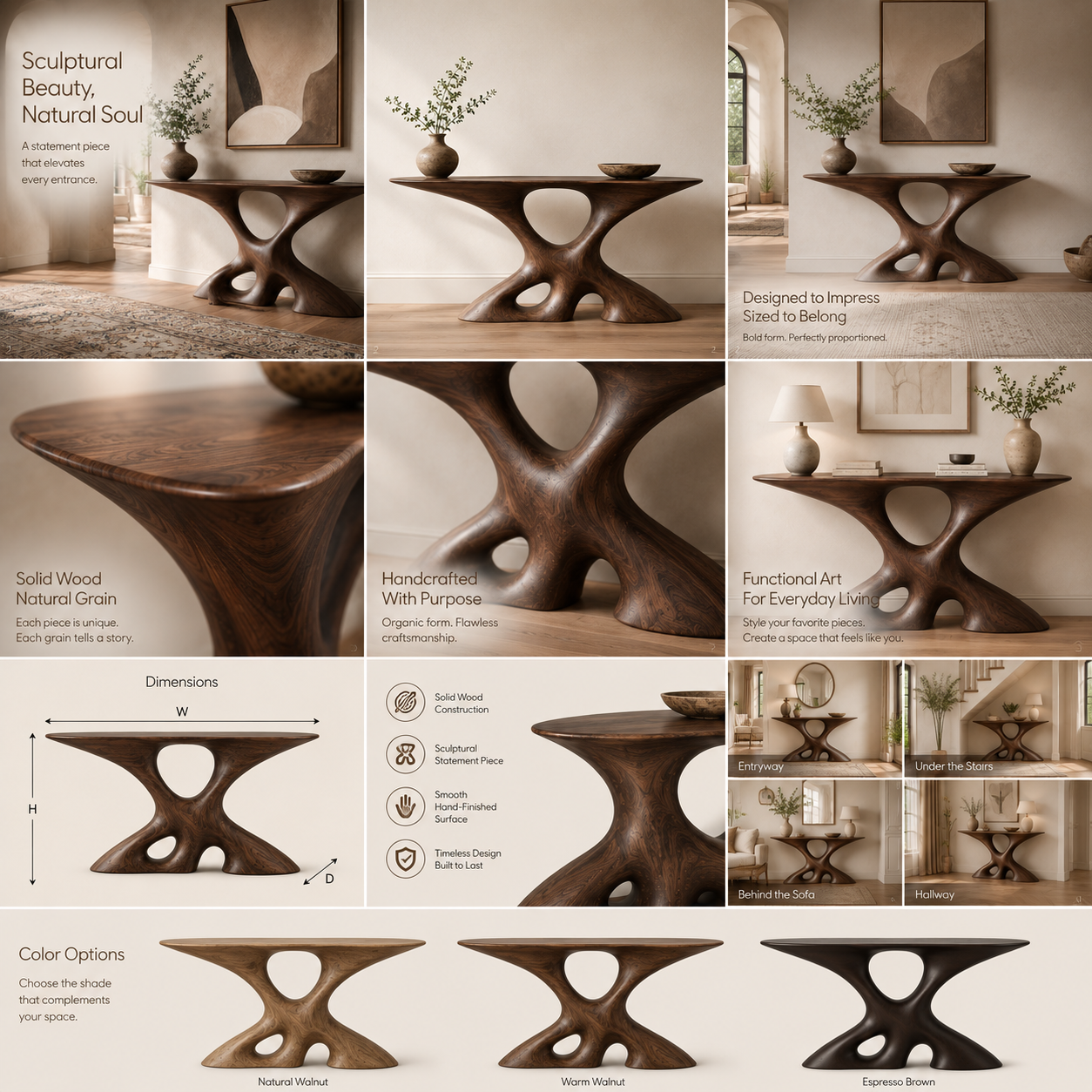 Brielle Sculpted Hall Console Table - Design 414 - product image 02