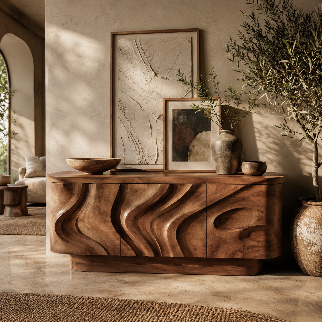 Alden Curved Wood Console Table - Design 423 - main view