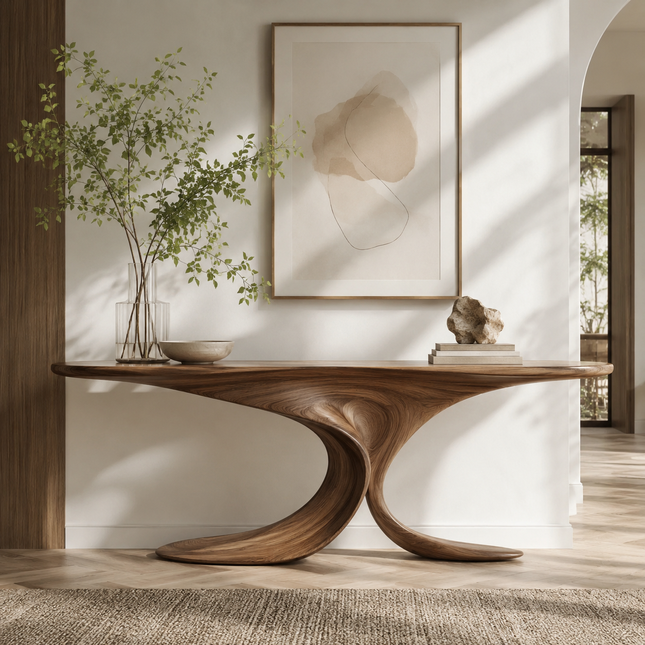 Alden Curved Wood Console Table - Design 443 - main view