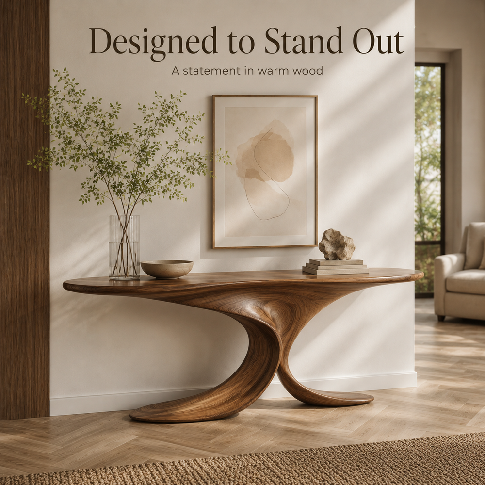 Alden Curved Wood Console Table - Design 443 - product image 03