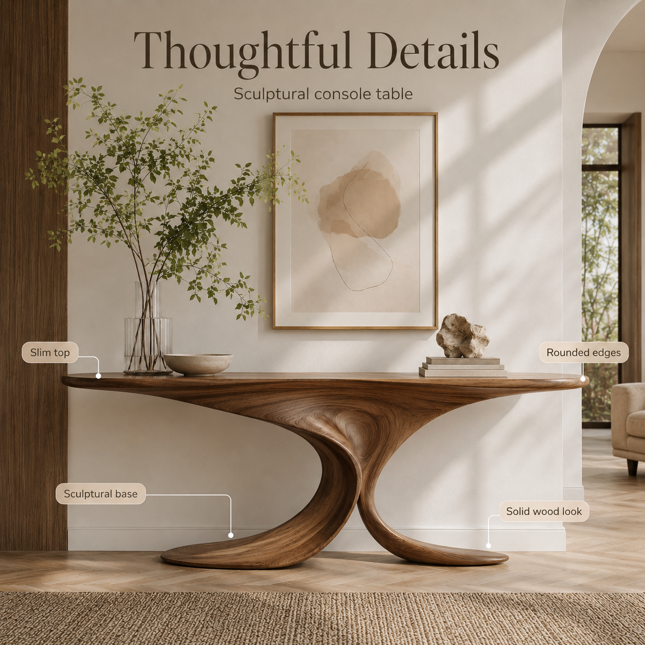 Alden Curved Wood Console Table - Design 443 - product image 07