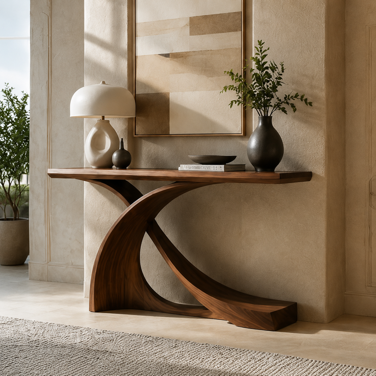 Alden Curved Wood Console Table - Design 463 - main view