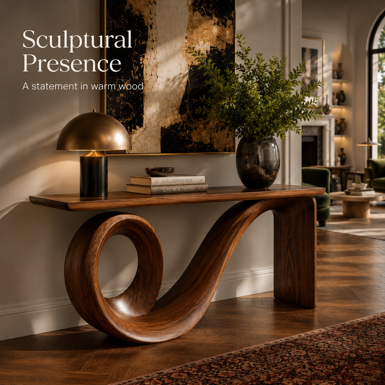 Alden Curved Wood Console Table - Design 483 - product image 02