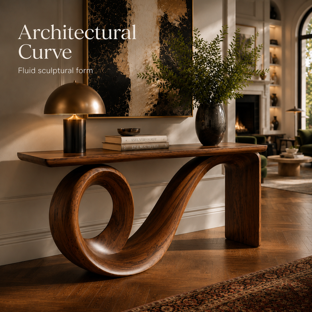 Alden Curved Wood Console Table - Design 483 - product image 03