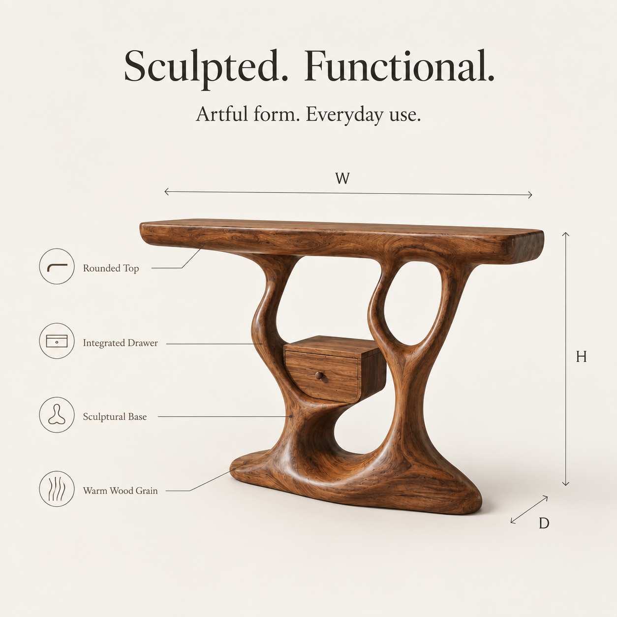 Vale Sculptural Entry Console Table - Design 520 - product image 05