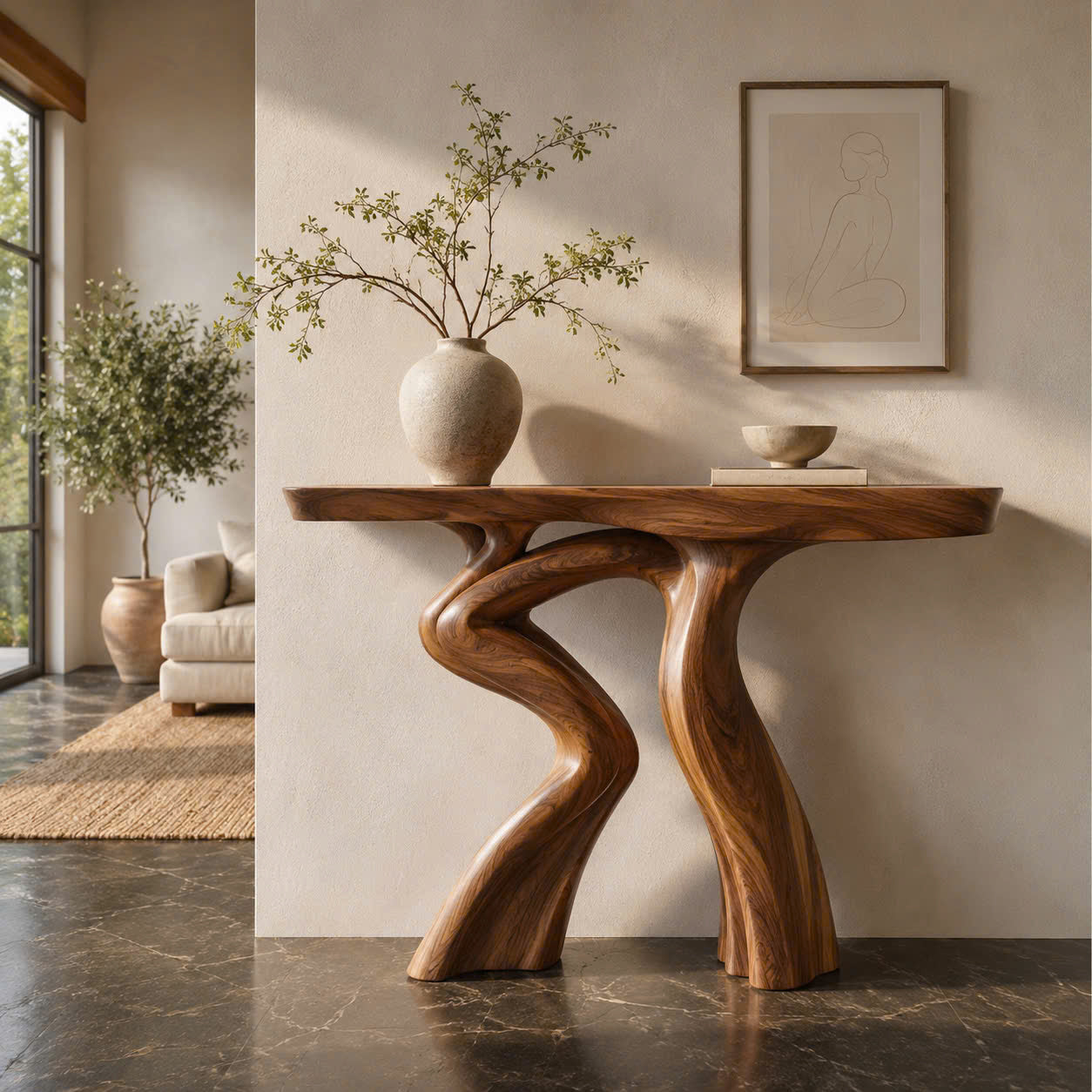 Alden Curved Wood Console Table - Design 539 - main view