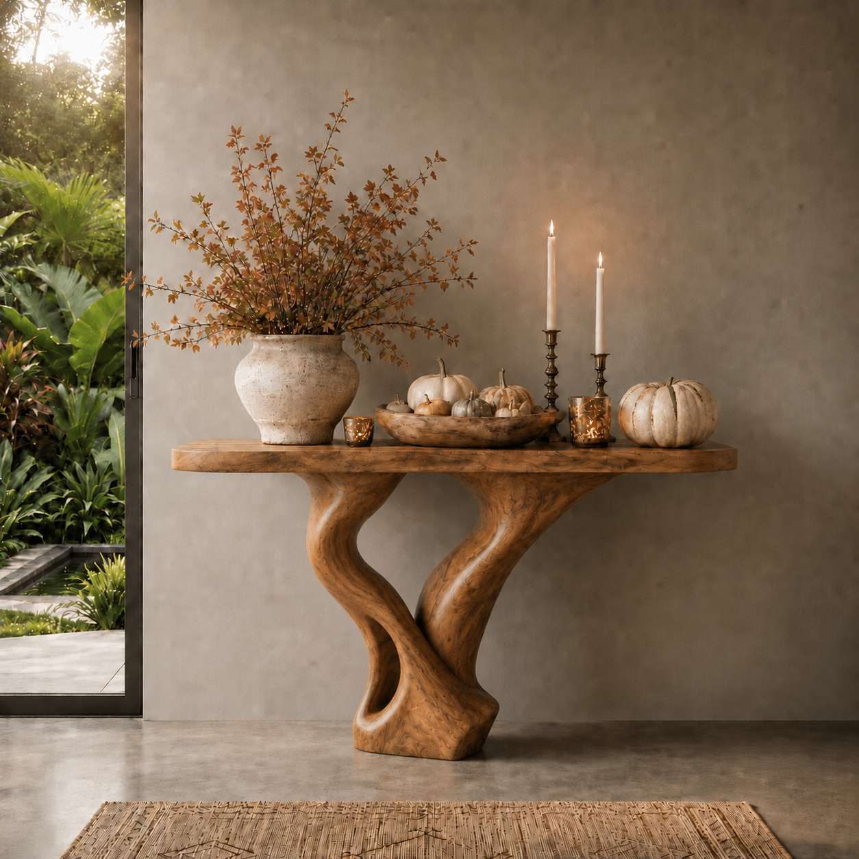 Alden Curved Wood Console Table - Design 608 - main view