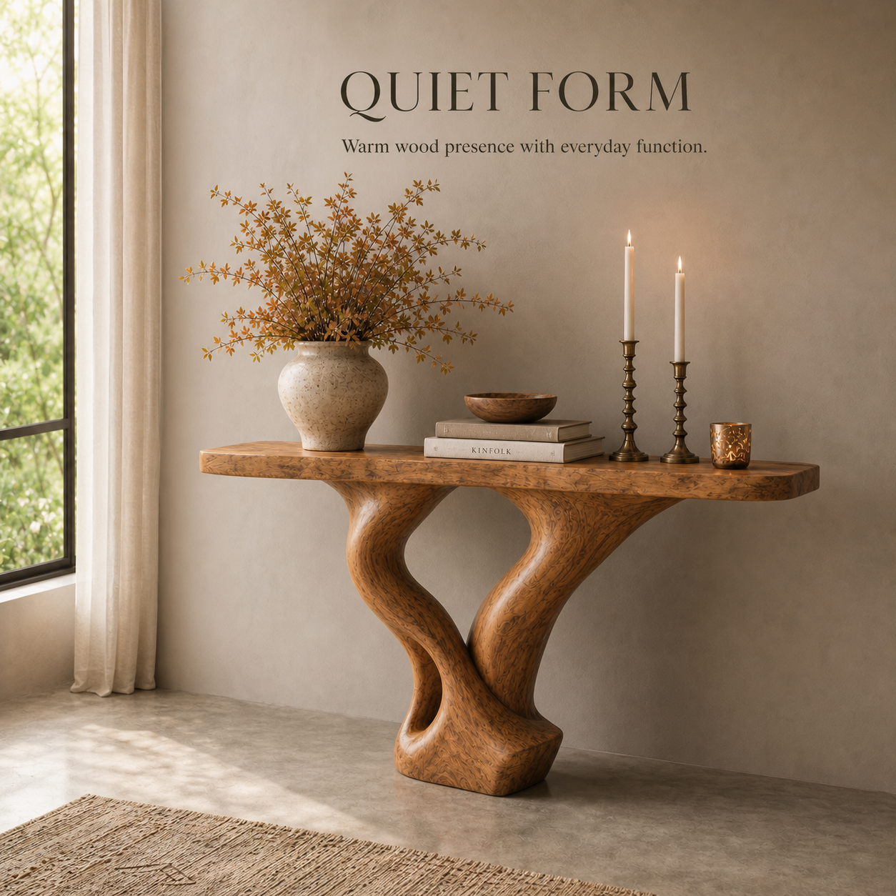 Alden Curved Wood Console Table - Design 608 - product image 03