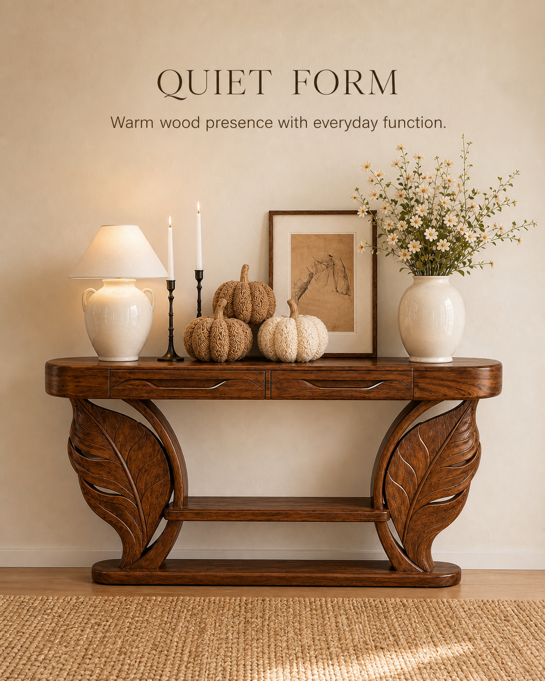 Alden Curved Wood Console Table - Design 631 - product image 03