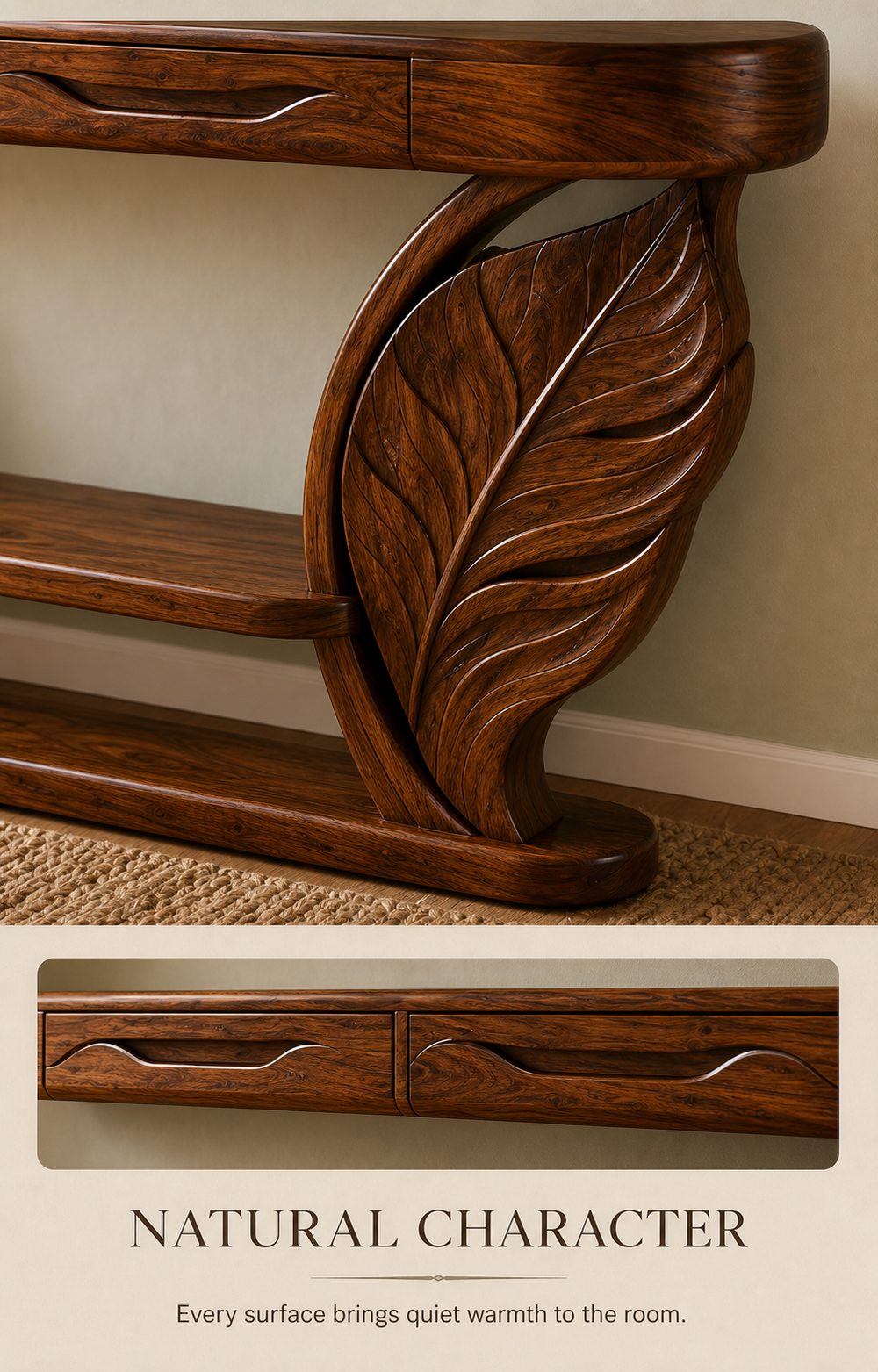 Alden Curved Wood Console Table - Design 631 - product image 05