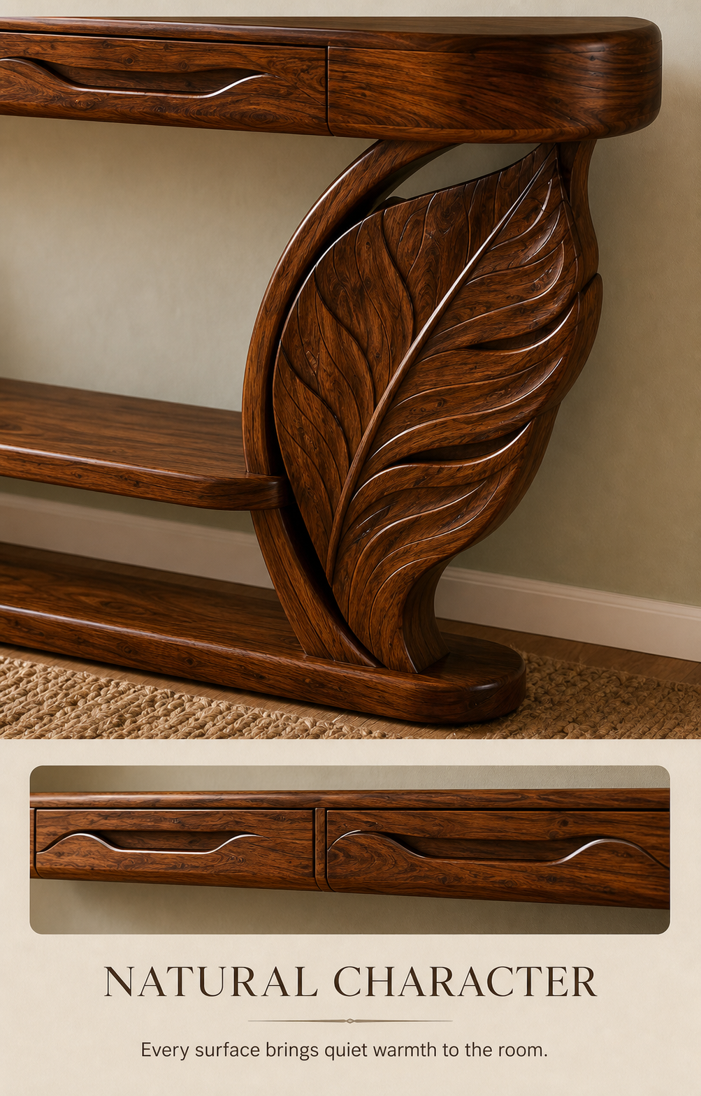 Alden Curved Wood Console Table - Design 631 - product image 05