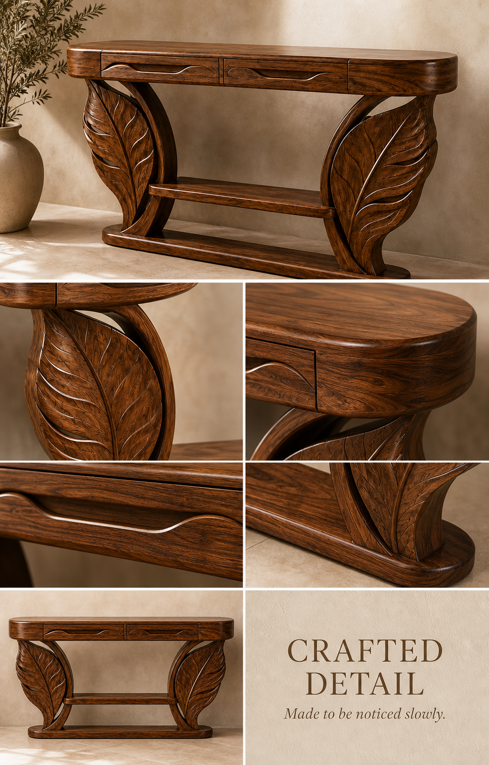 Alden Curved Wood Console Table - Design 631 - product image 06