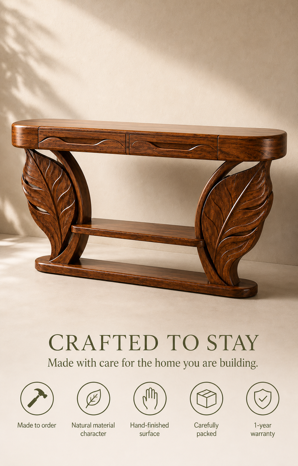 Alden Curved Wood Console Table - Design 631 - product image 09