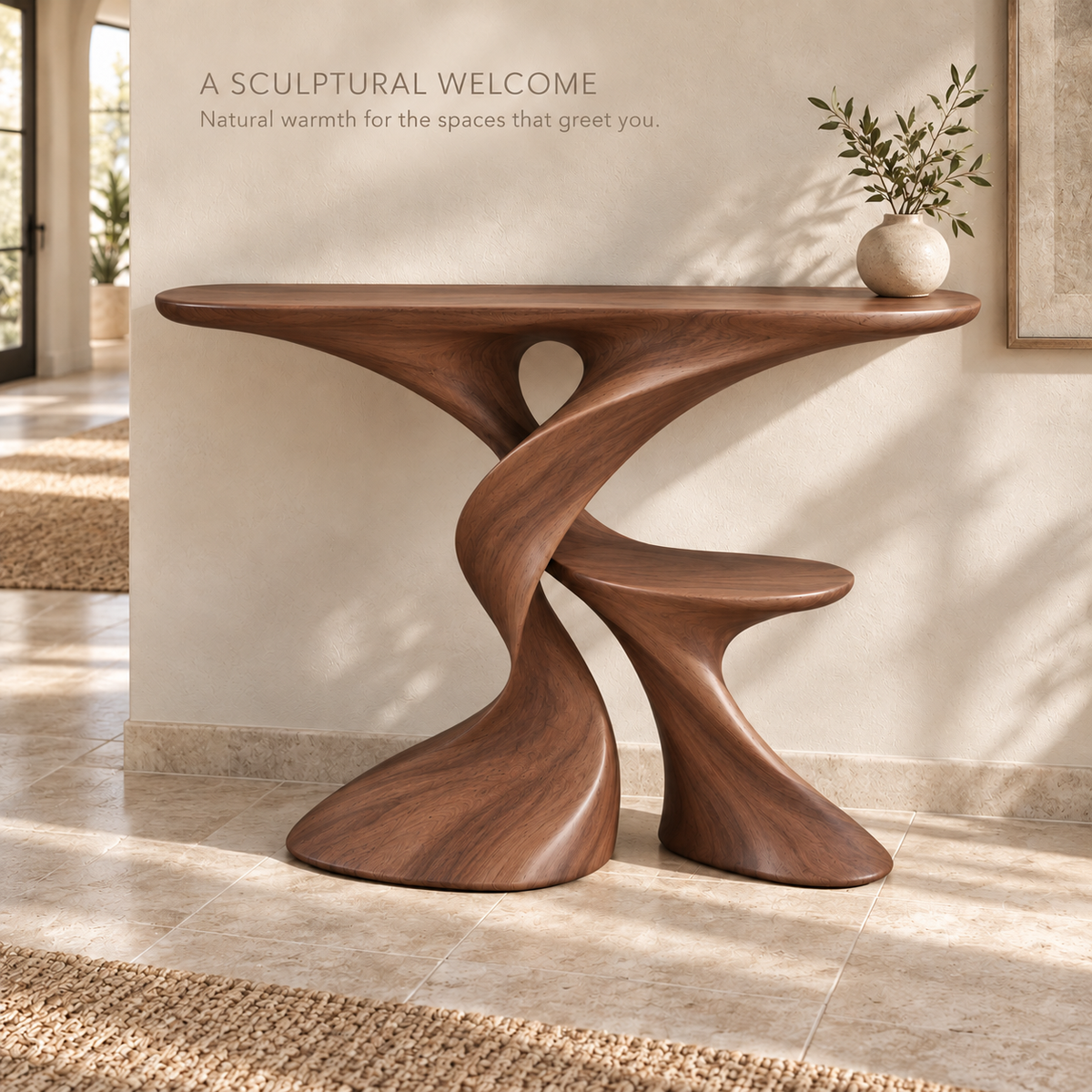 Aurelle Sculptural Solid Wood Console Table - Design 635 - product detail 1