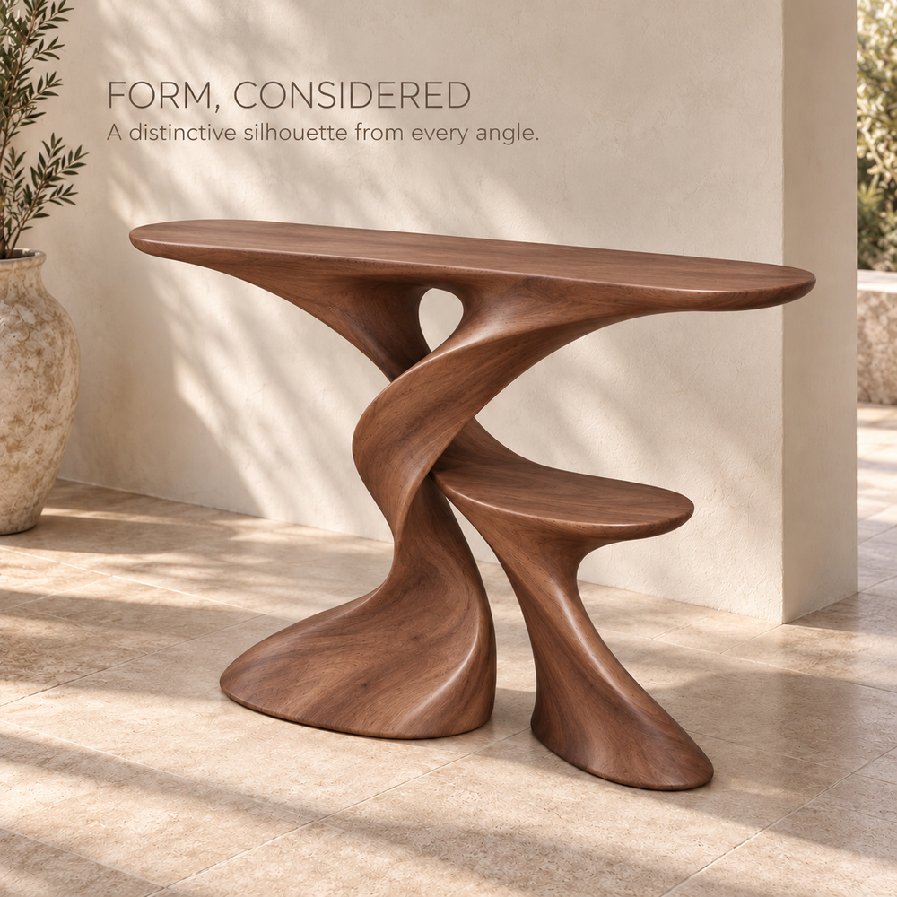 Aurelle Sculptural Solid Wood Console Table - Design 635 - product detail 2