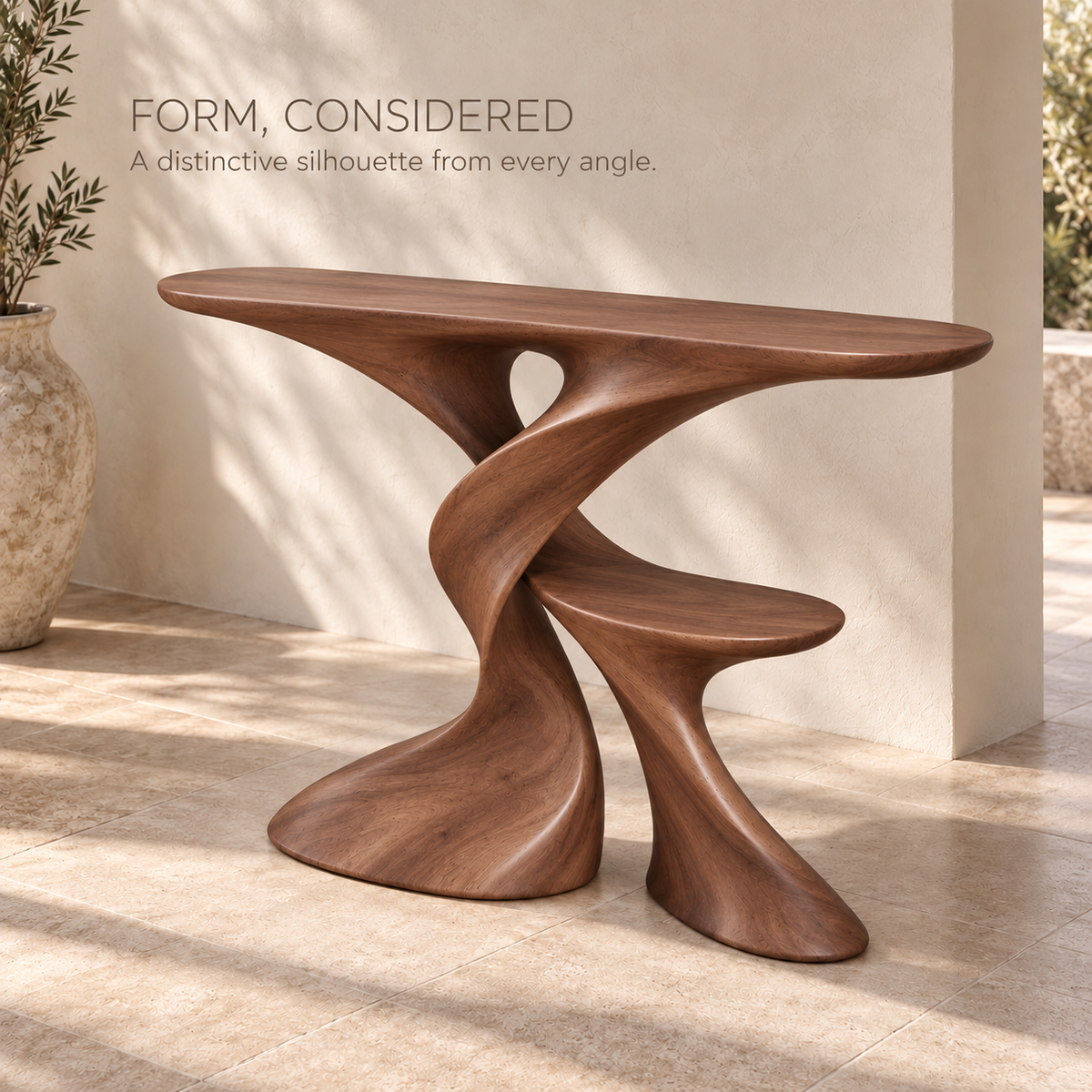 Aurelle Sculptural Solid Wood Console Table - Design 635 - product detail 2