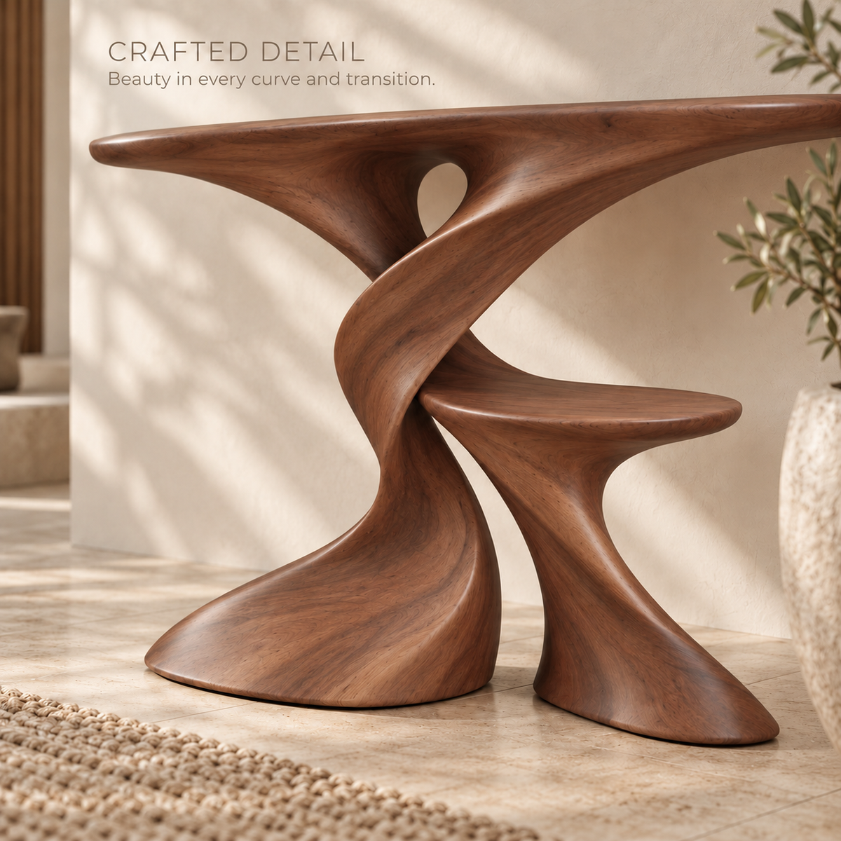 Aurelle Sculptural Solid Wood Console Table - Design 635 - product detail 5