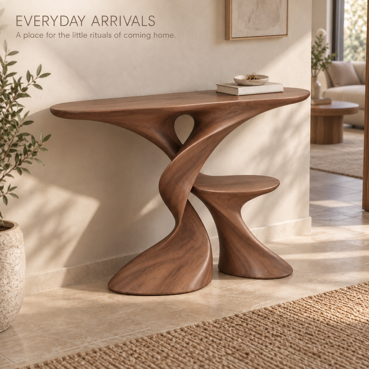 Aurelle Sculptural Solid Wood Console Table - Design 635 - product detail 6