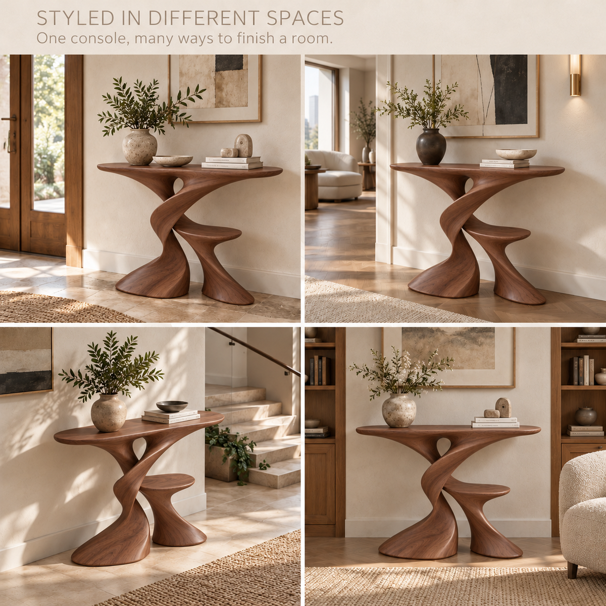 Aurelle Sculptural Solid Wood Console Table - Design 635 - product detail 9
