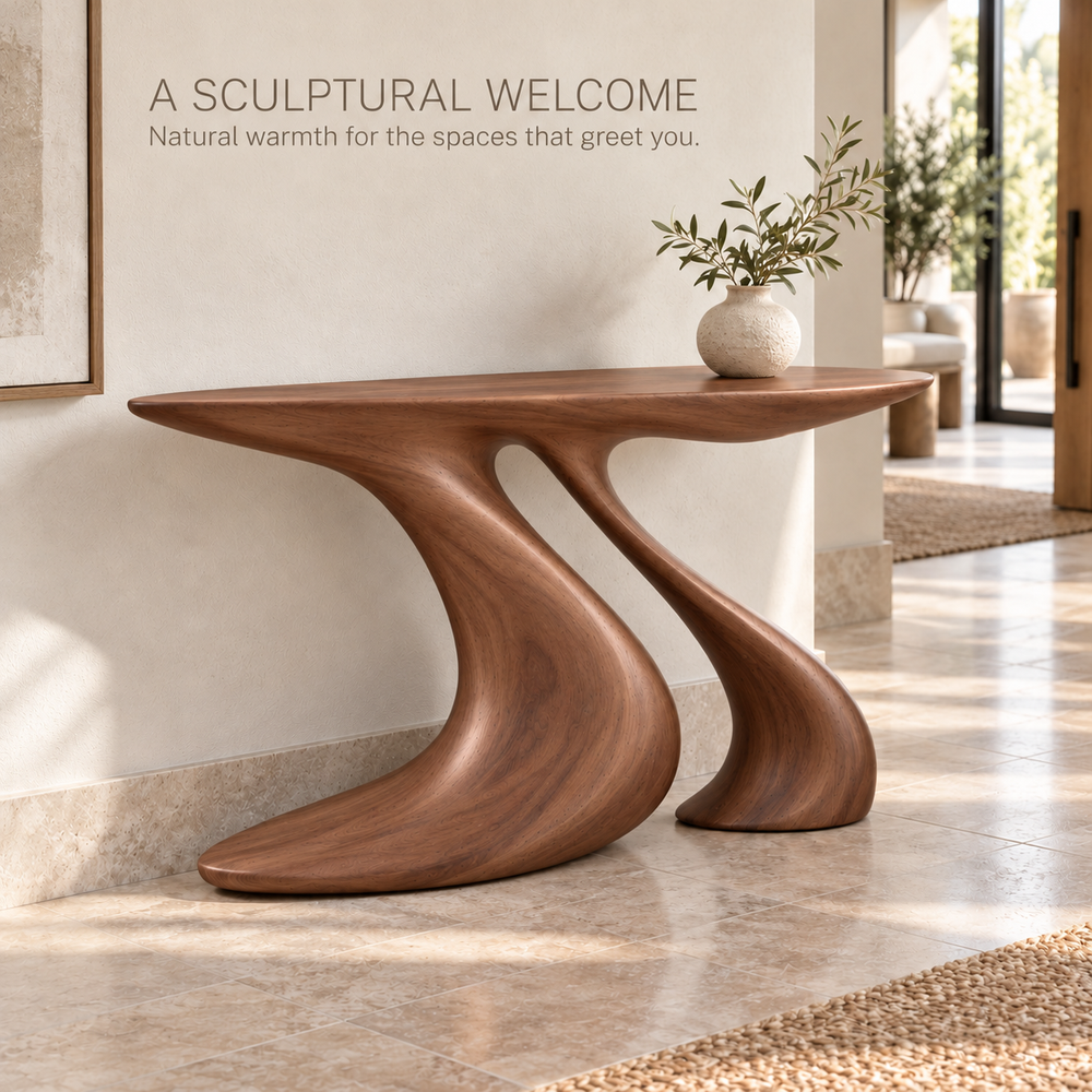 Arden Sculptural Solid Wood Console Table - Design 636 - product detail 1