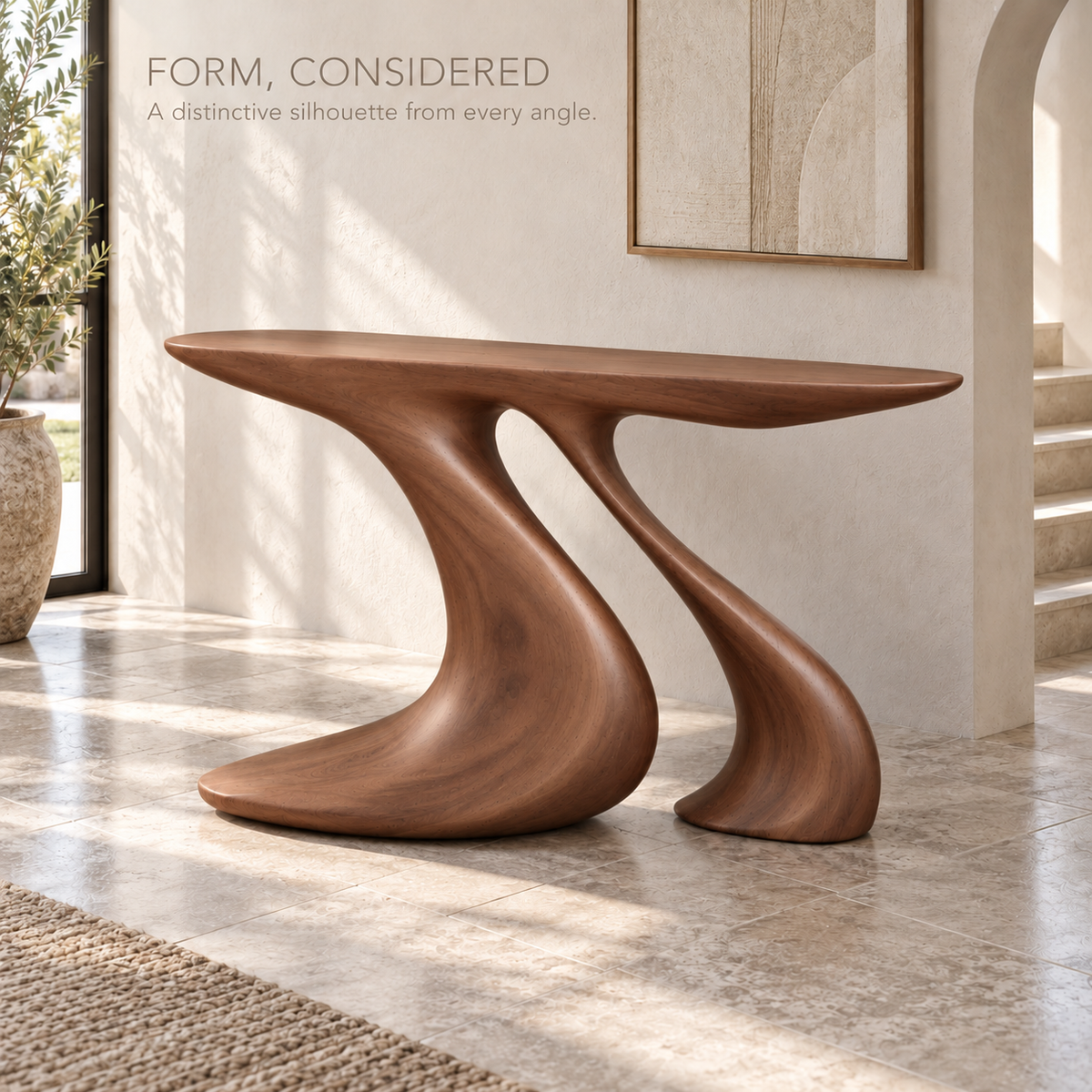 Arden Sculptural Solid Wood Console Table - Design 636 - product detail 2