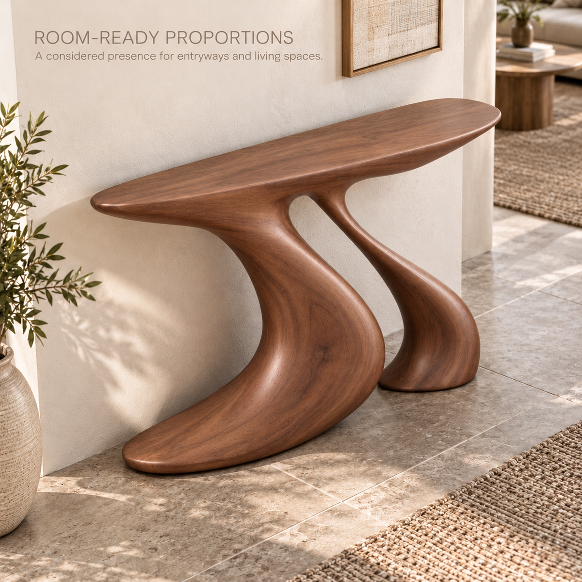 Arden Sculptural Solid Wood Console Table - Design 636 - product detail 3