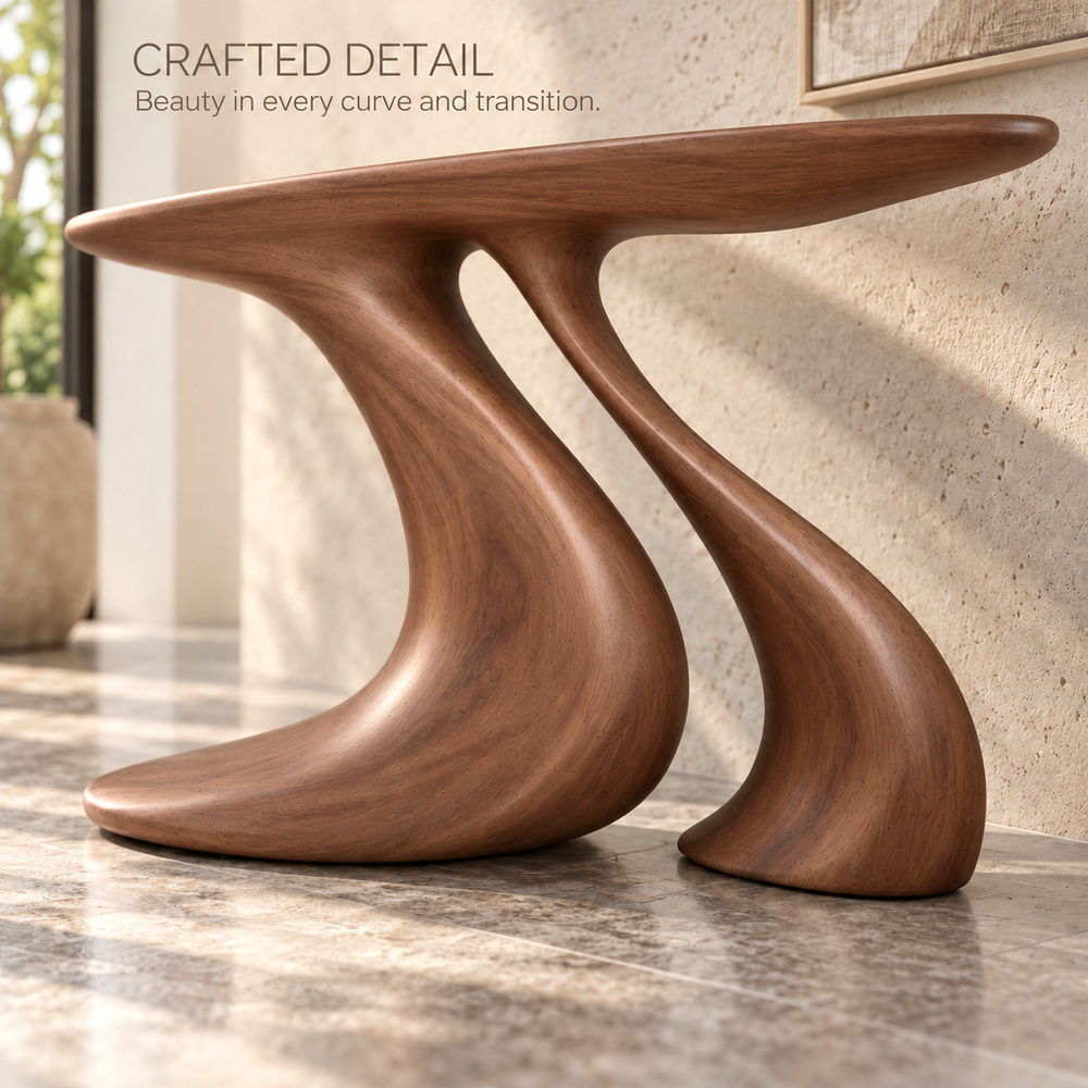 Arden Sculptural Solid Wood Console Table - Design 636 - product detail 5