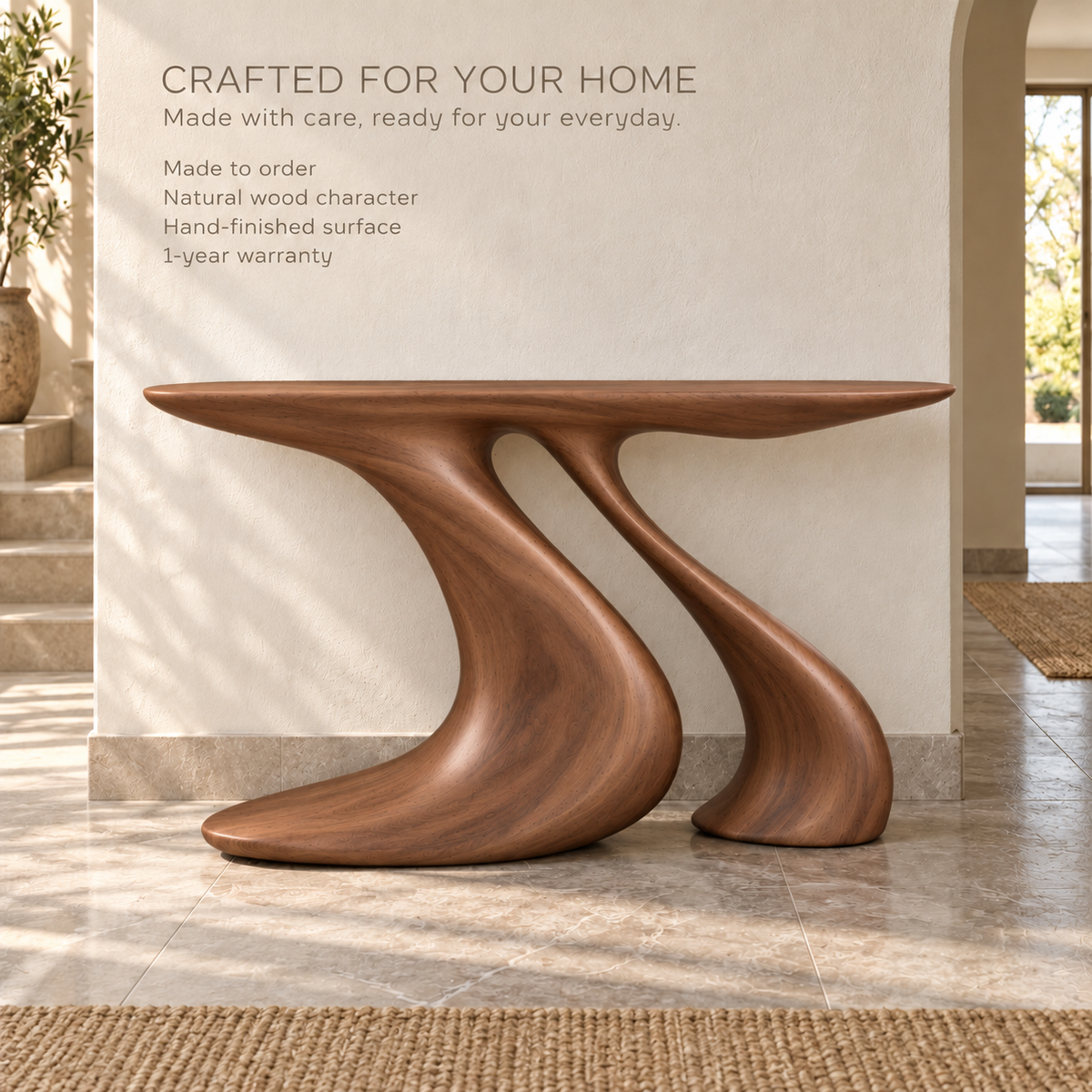 Arden Sculptural Solid Wood Console Table - Design 636 - product detail 8