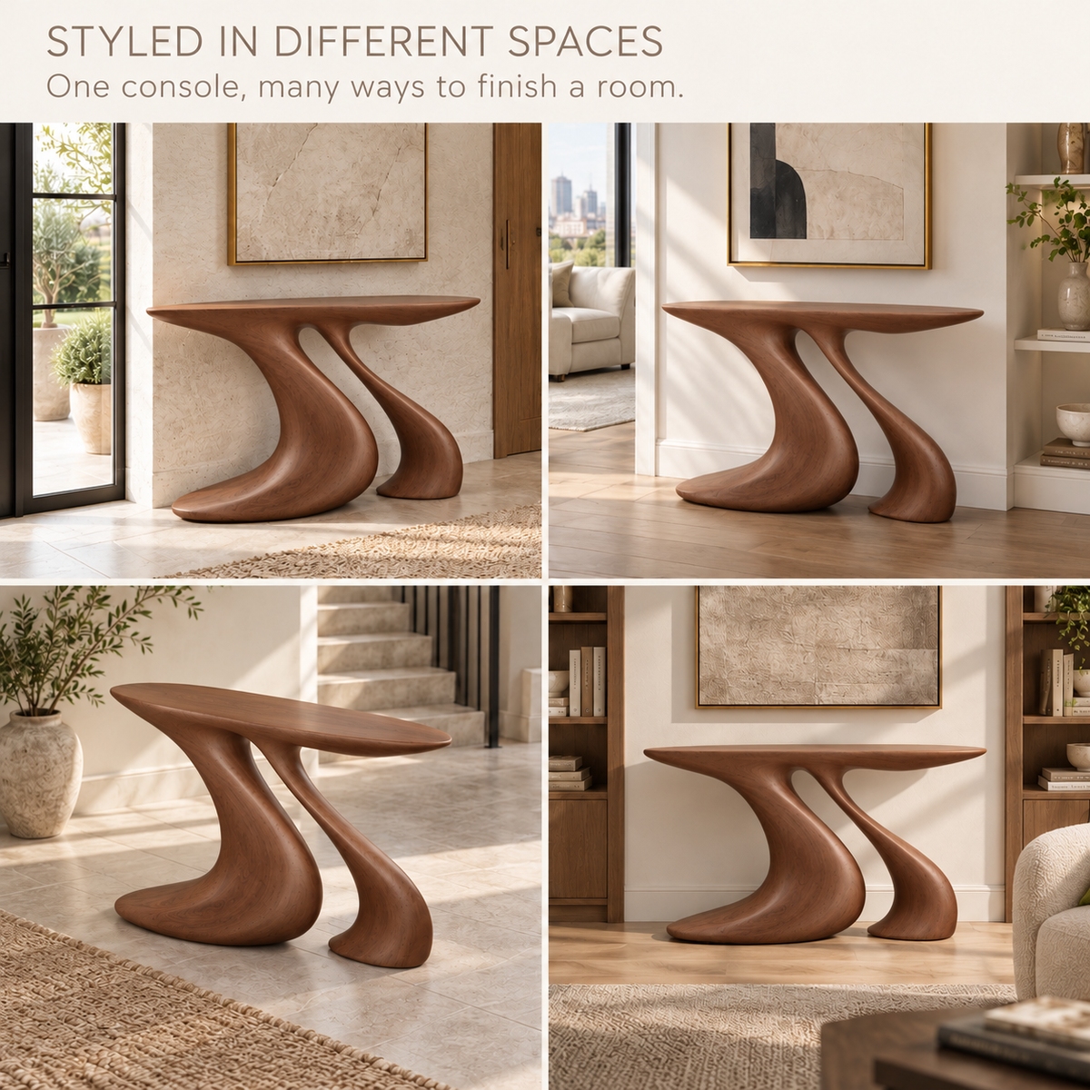 Arden Sculptural Solid Wood Console Table - Design 636 - product detail 9