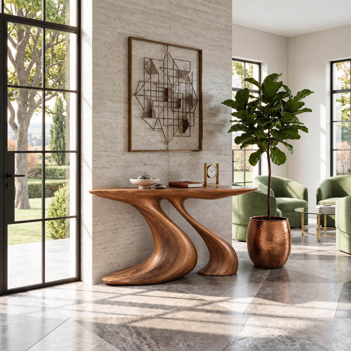 Arden Sculptural Solid Wood Console Table - Design 636 - original main view