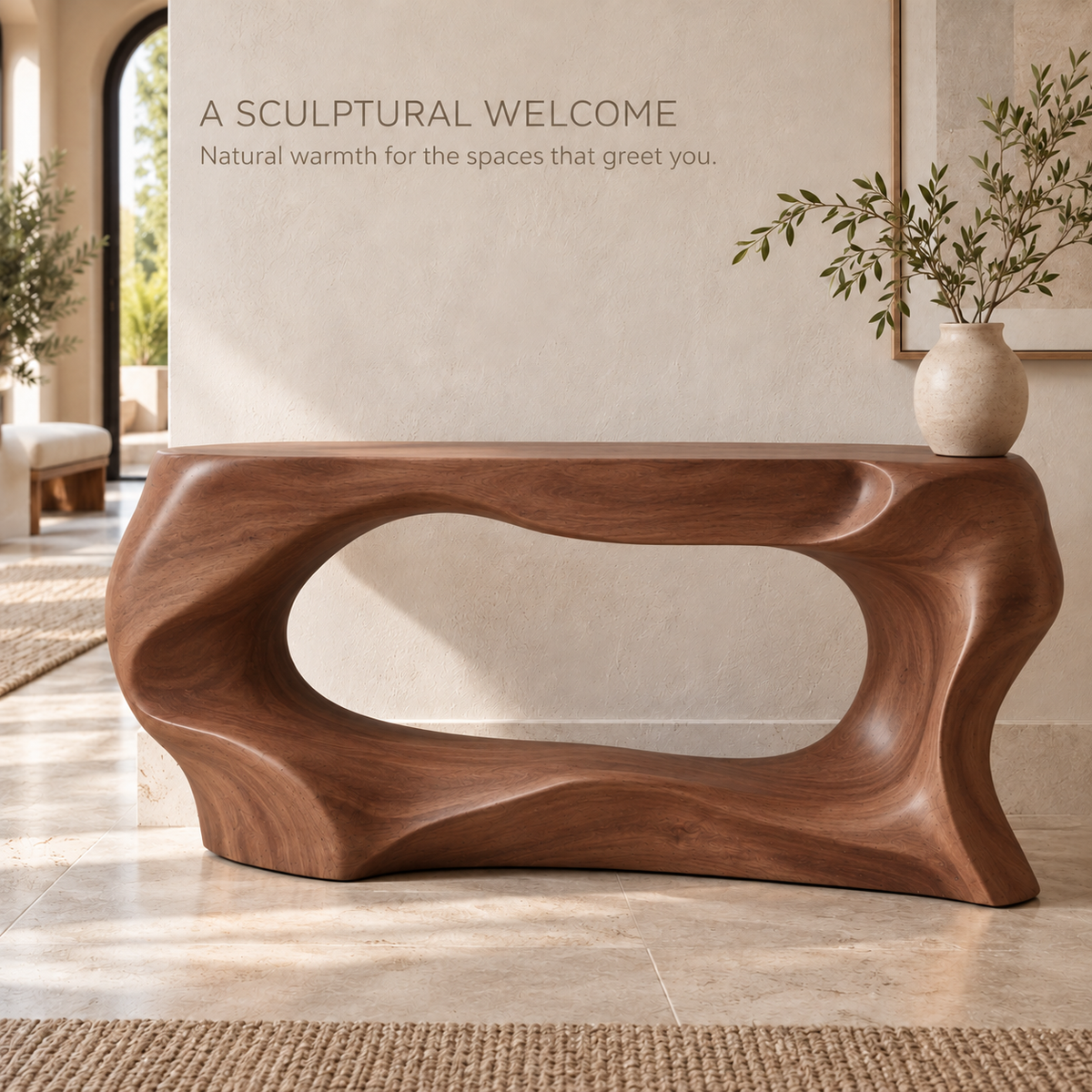 Calista Sculptural Solid Wood Console Table - Design 637 - product detail 1