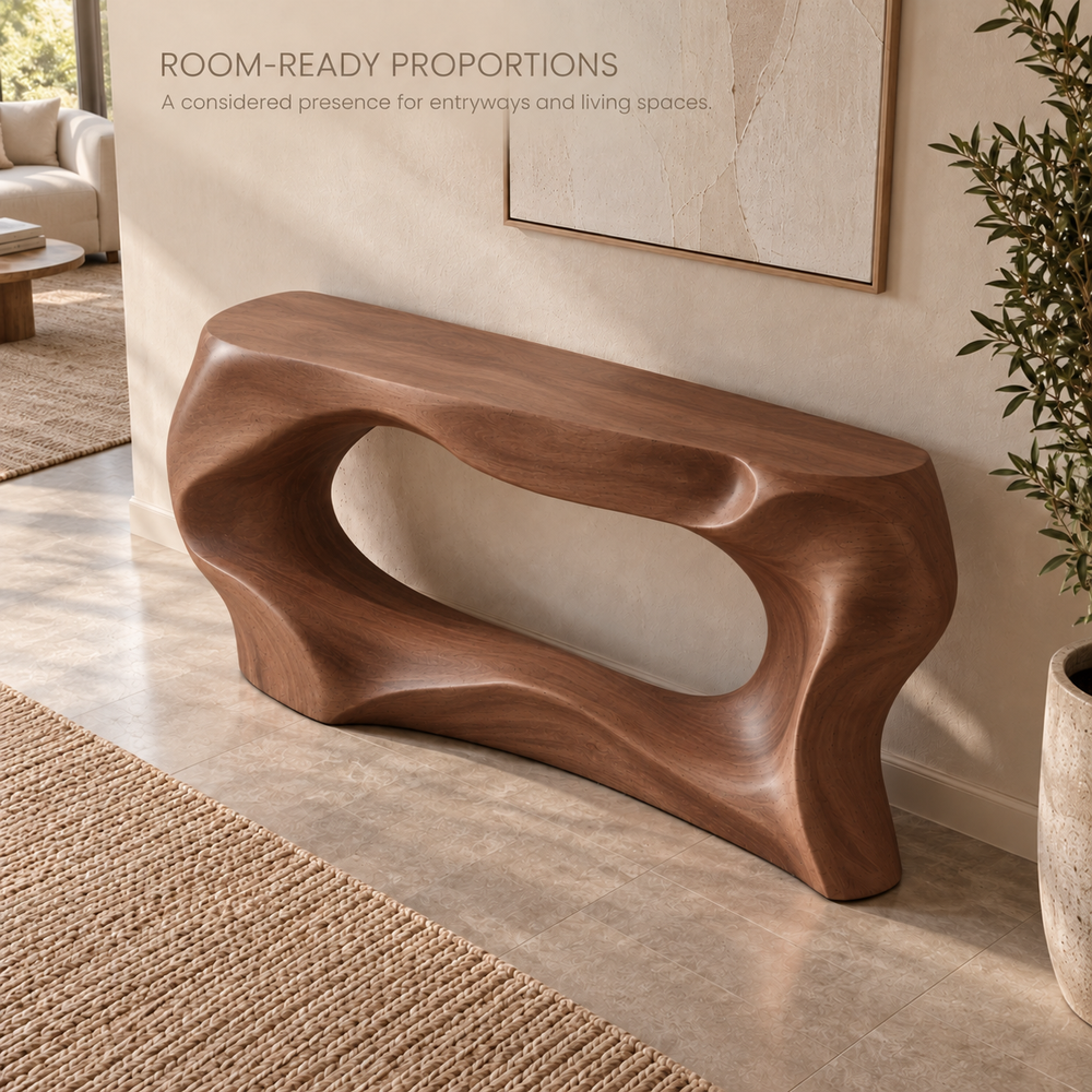 Calista Sculptural Solid Wood Console Table - Design 637 - product detail 3