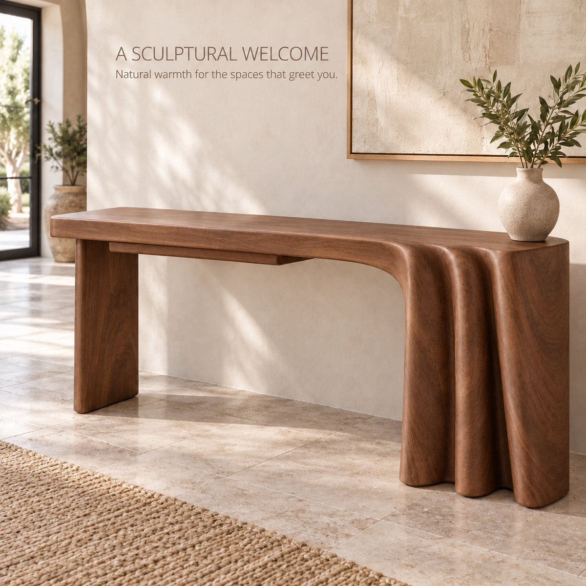 Rowan Sculptural Solid Wood Console Table - Design 638 - product detail 1