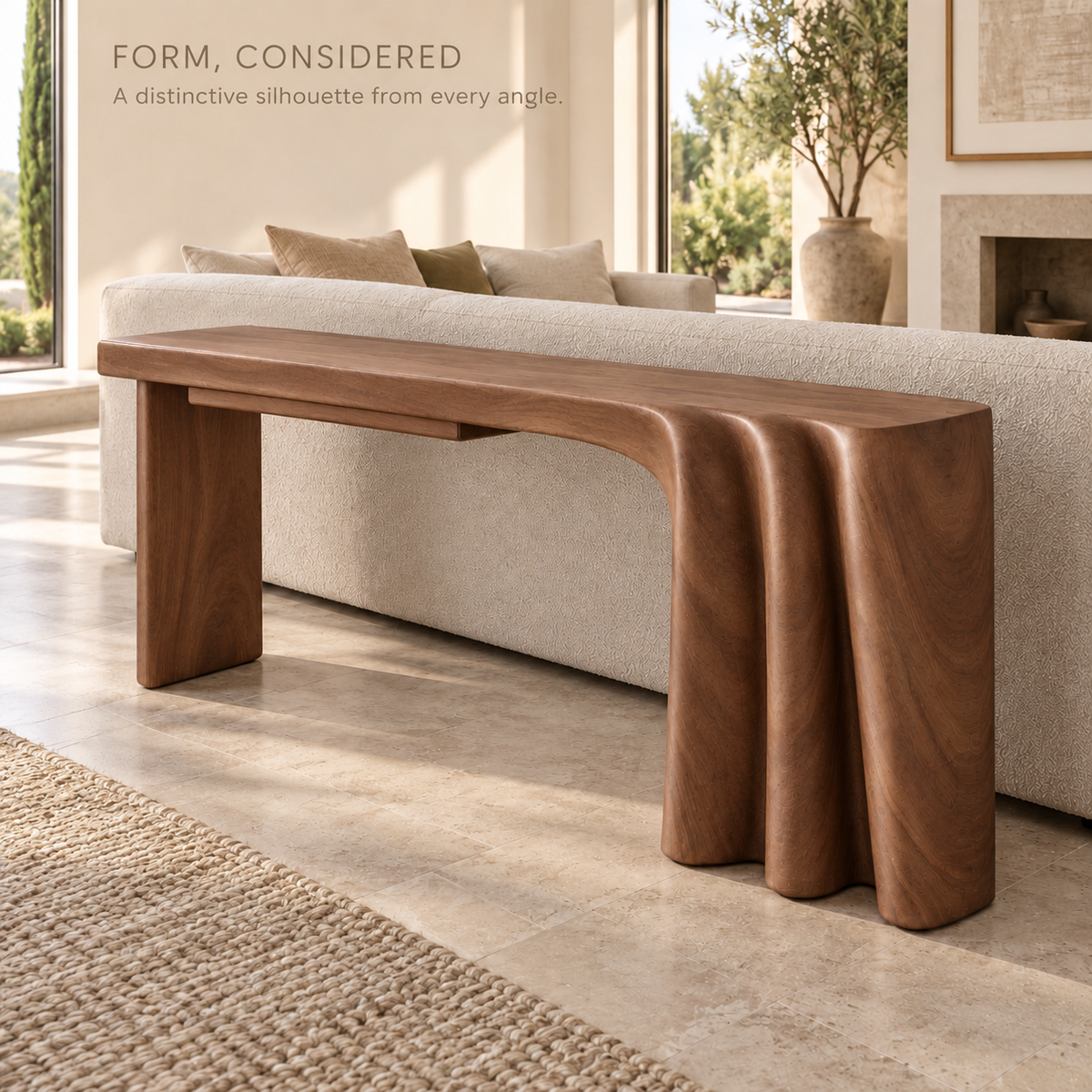 Rowan Sculptural Solid Wood Console Table - Design 638 - product detail 2