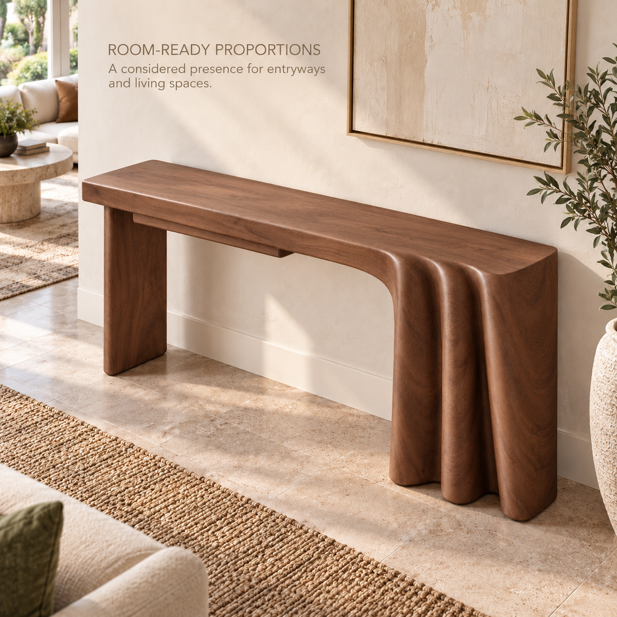Rowan Sculptural Solid Wood Console Table - Design 638 - product detail 3