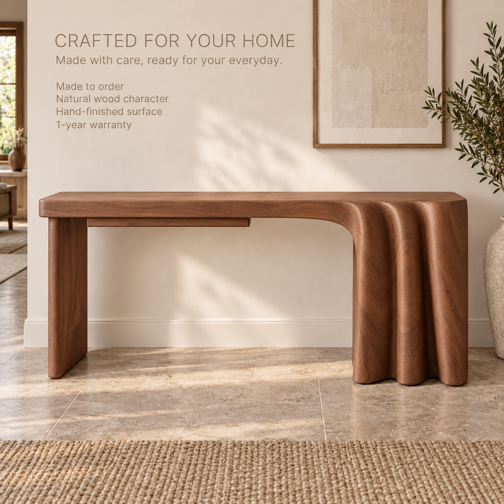 Rowan Sculptural Solid Wood Console Table - Design 638 - product detail 8